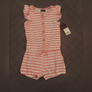 Pink and White Striped Kids Romper